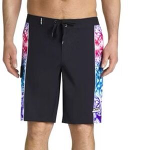 🔥Pipeline Black Board Shorts with Tie-Dye Accents Sz Medium New
